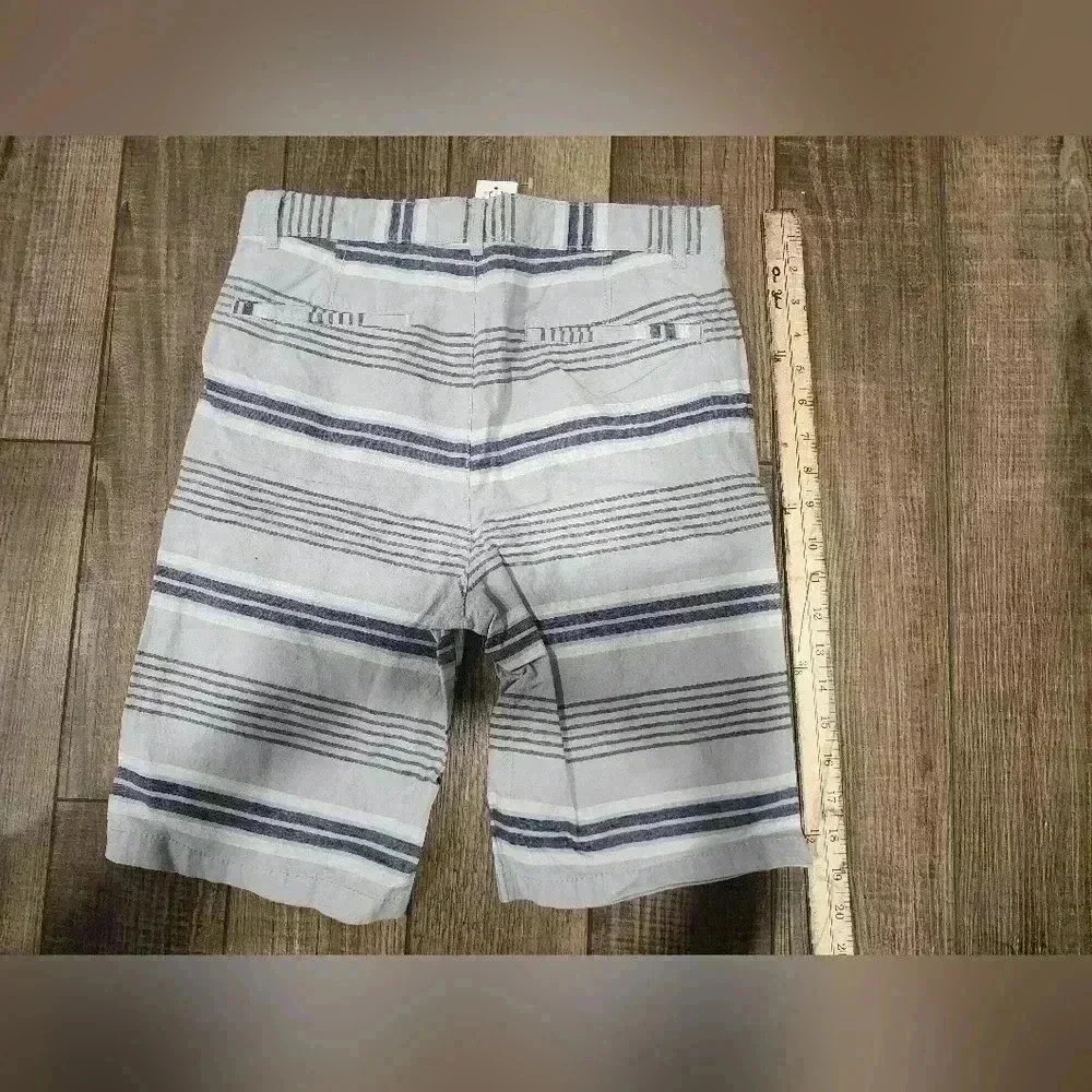 The Children's Place Boys Size 14 Gray Striped Cotton Chino Shorts NWT